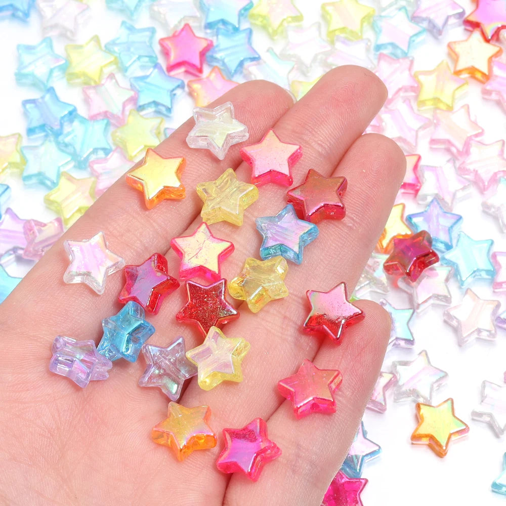 100Pcs/Lot AB Color Acrylic Star Beads Loose Spacer Charms Bead for