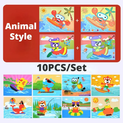 10Pcs 3D EVA Foam Sticker Puzzle Game DIY Cartoon Animal Craft Toys