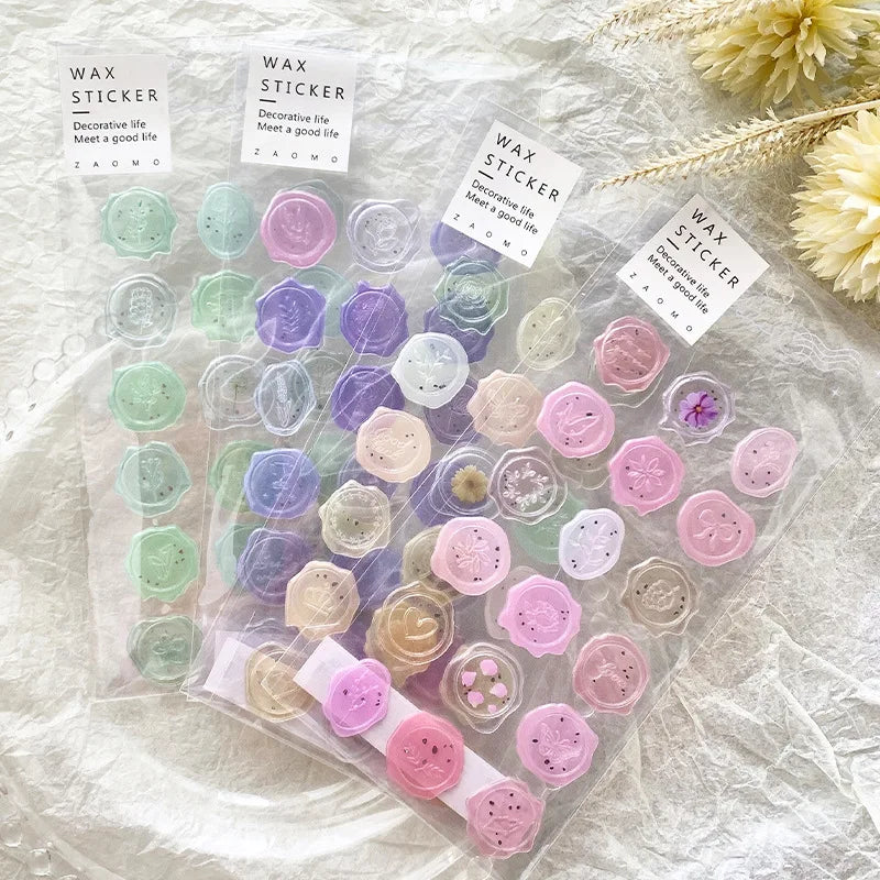 18pcs, Vintage Wax Seal Stamp Stickers, DIY Scrapbooking Journal