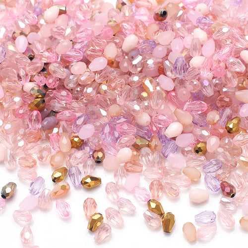 100Pcs/Lot 4x6mm AB Mixed Color Tear Drop Faceted Crystal Glass Beads