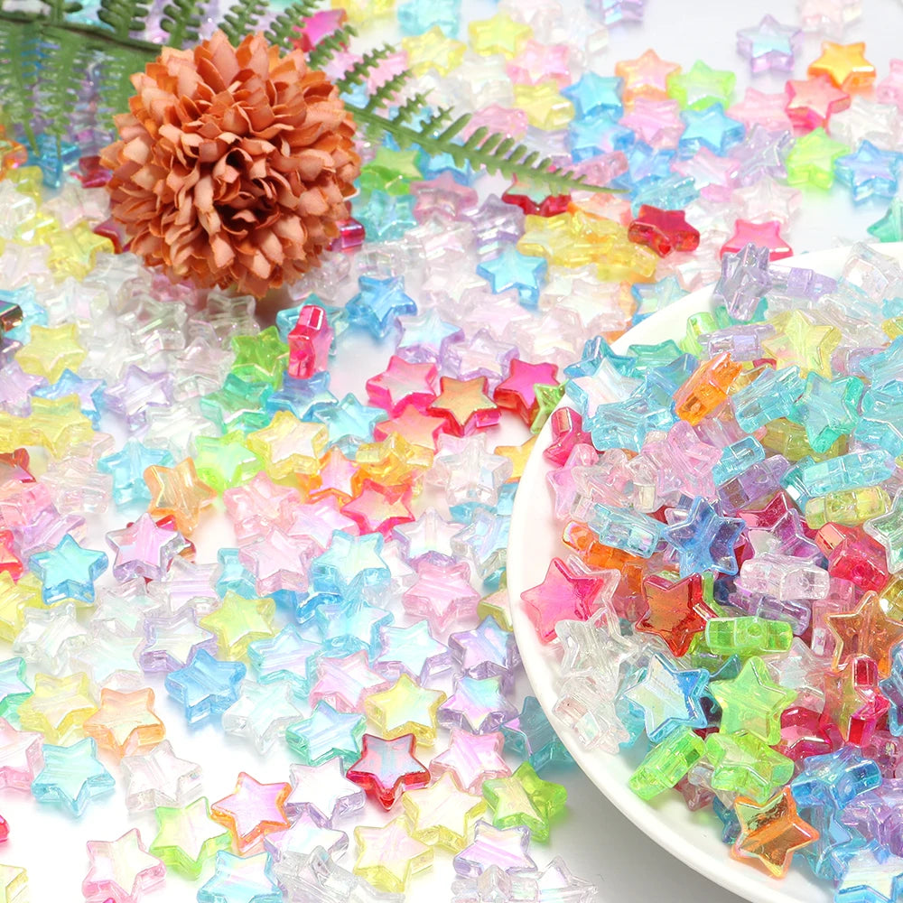100Pcs/Lot AB Color Acrylic Star Beads Loose Spacer Charms Bead for