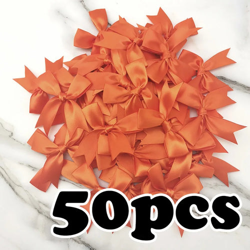 (50pcs) 1 inch fresh pink ribbon bows Polyester Satin Bow Flower DIY