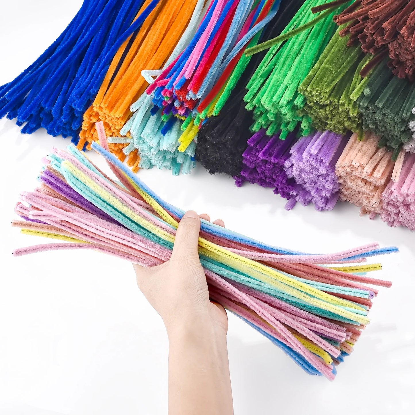 100pcs Chenille Stems Toys DIY Strips Twist Bar Anvil Wire Craft Pipe