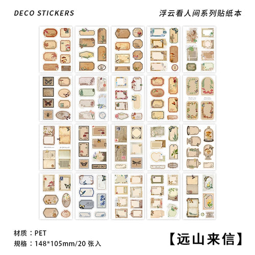 JIANQI 20 pcs PET Die cut Stickers book Plant Flower Label Decorative