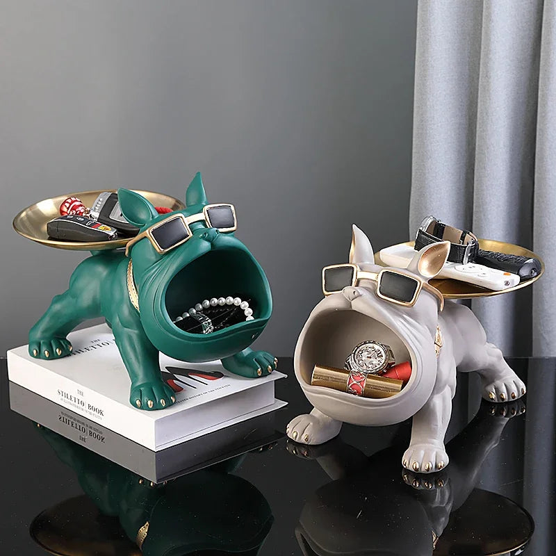Home Decor Bulldog Figurine Dog Statue Storage Box Animal Ornament