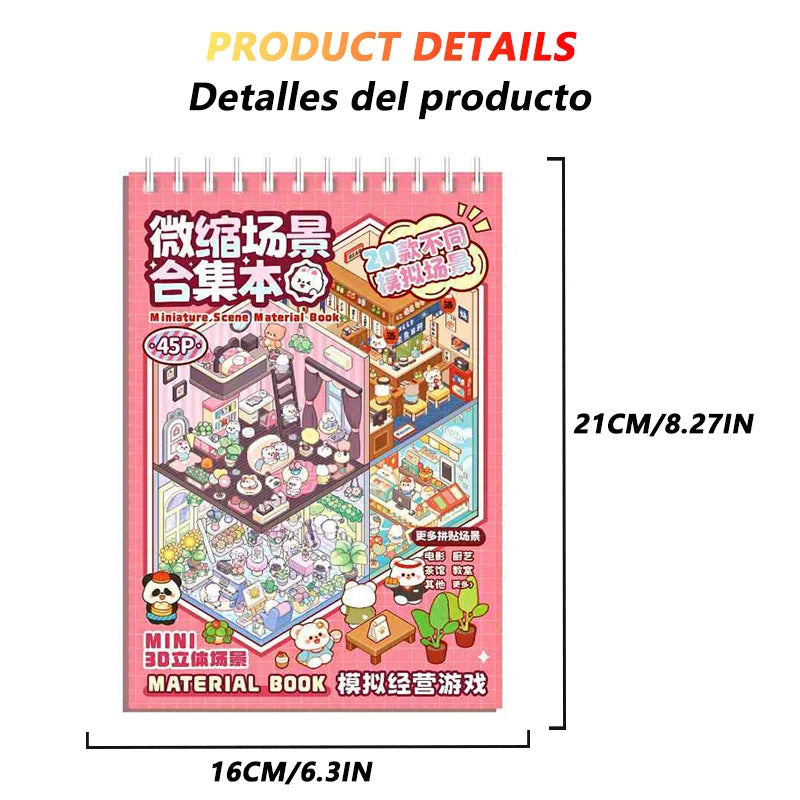 20Pcs 20in1 3D Cartoon Sticker Book | DIY Scenes Creative Gift for