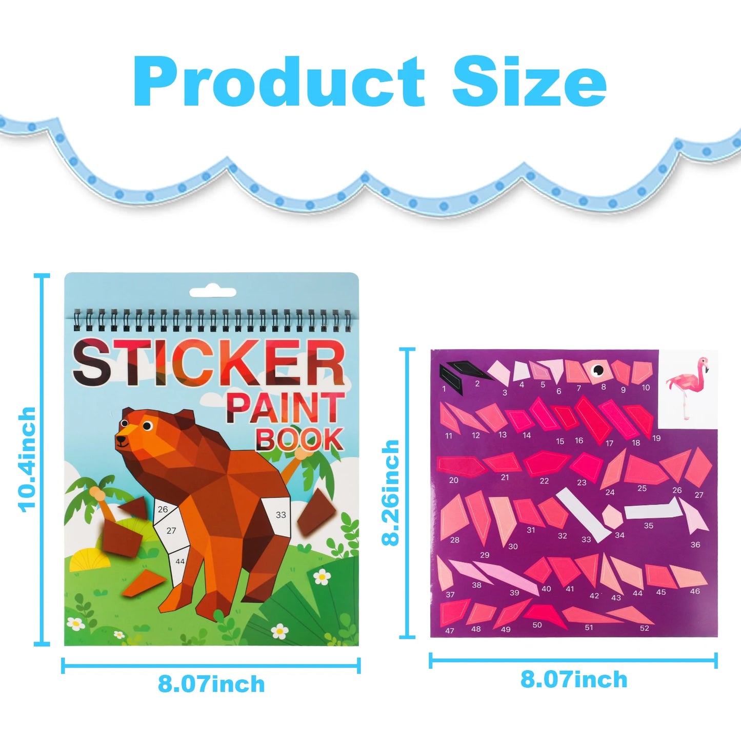 1PCS Sticker Book Crafts for Kids Ages 4-8, Sticker by Number for