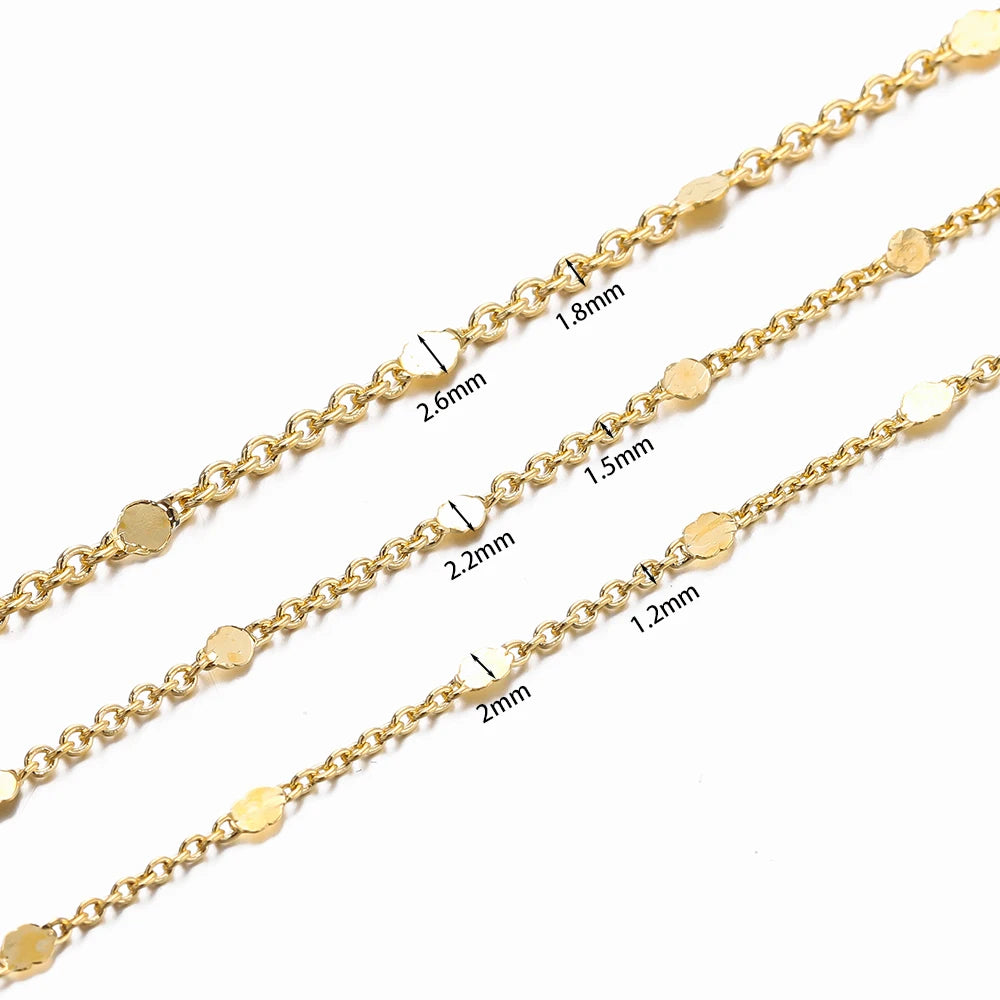 No Fade 2Meters Sequins Chain Necklace Gold Silver Chain Metal Copper