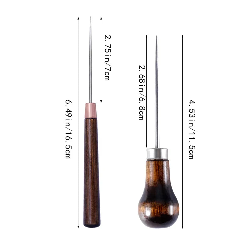 LMDZ Wood Handle Awl Leather Punching Tools Leather Straight Awls Hole