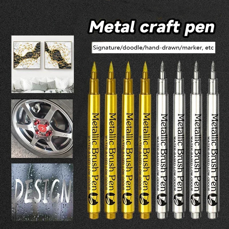 4/6pcs Waterproof Permanent Metallic Brush Paint Marker Pens DIY Resin