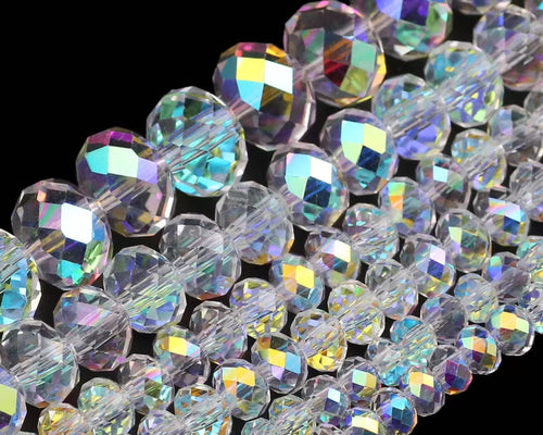 Austrian Crystal White AB Glass Beads 3/4/6/8Mm Transparent With Hole