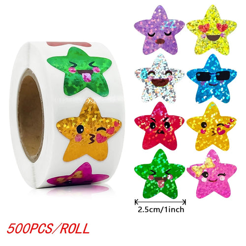 50-500pcs Colorful Star Stickers for Kids Reward School Classroom