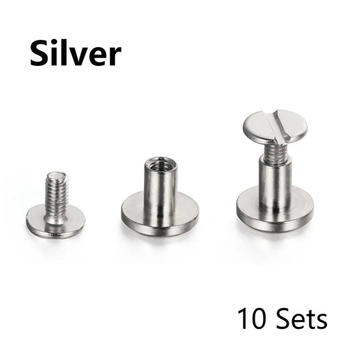 10Sets Metal Solid Screw Nail Rivet Double Curved Head Belt Strap