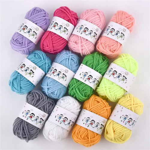 12 Color Set Acrylic Fibers Knitting Wool Yarn Needlework Dyed Lanas