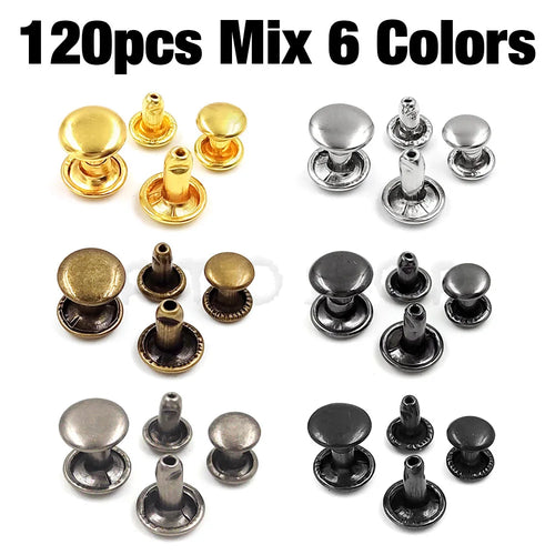 100sets 6-8mm Metal Double Cap Round Rivets Studs Collision Nail Spike