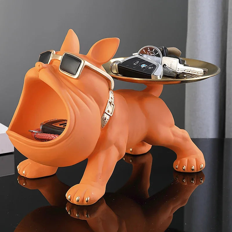 Home Decor Bulldog Figurine Dog Statue Storage Box Animal Ornament