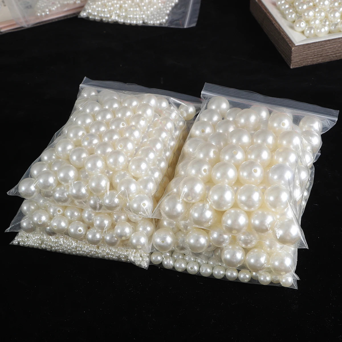 3-20mm 10-1000pcs straight hole ABS imitation pearl beige white