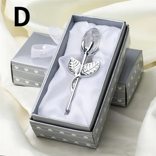 6 Colors Crystal Glass Rose Flower Figurines Craft Valentine's Day