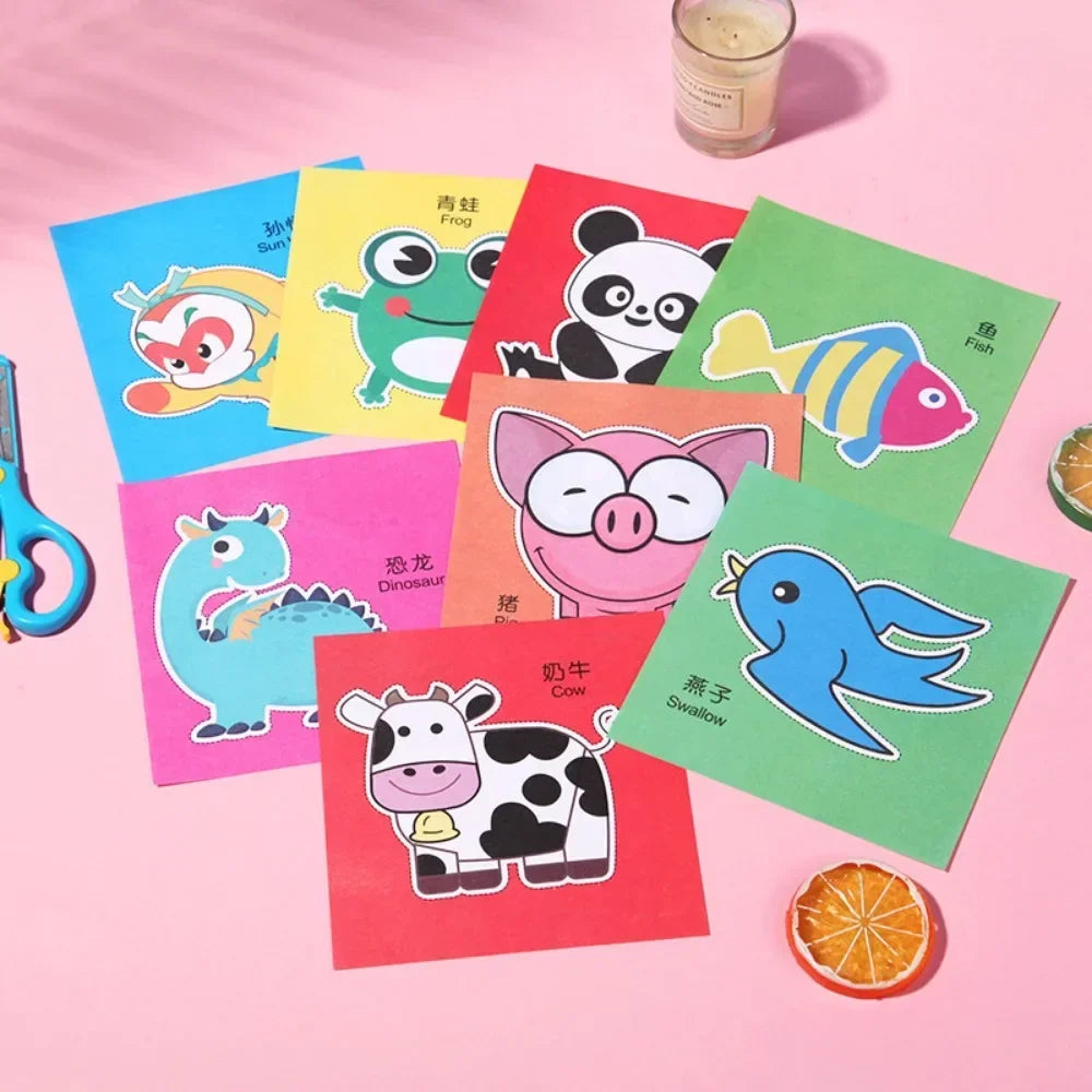48Pcs Handmade Paper Cut Book Kids Craft Toys DIY Cartoon Scrapbooking