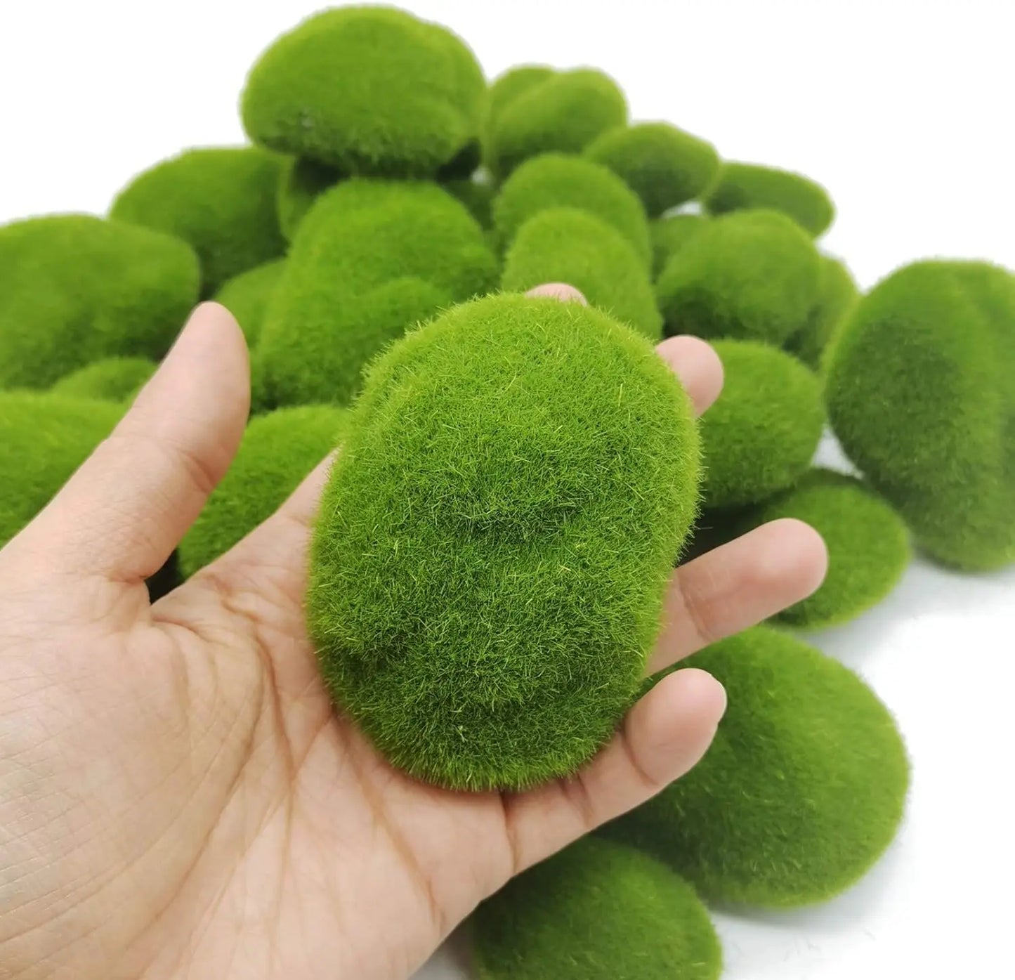 10Pcs Simulation Moss Stone Artificial Moss Rocks Ball Fake Green