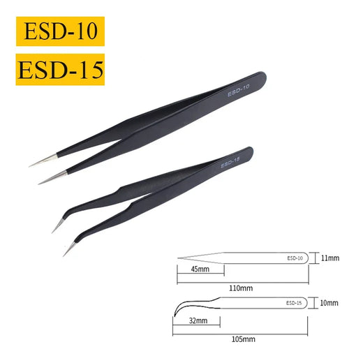 2/6pcs Precision Tweezers Set ESD Anti-Static Stainless Steel Tweezers