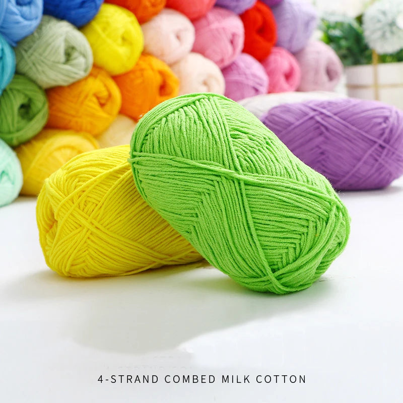 40-50g/Set 4ply Milk Cotton Knitting Yarn Needlework Dyed Lanas For