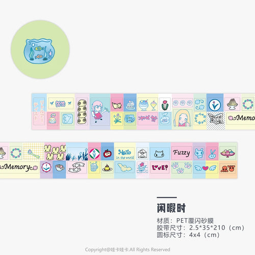 Kawaii Shiny PET Characters Washi Tape Deco Stickers for Scrapbooking
