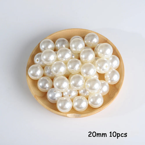 3-20mm 10-1000pcs straight hole ABS imitation pearl beige white