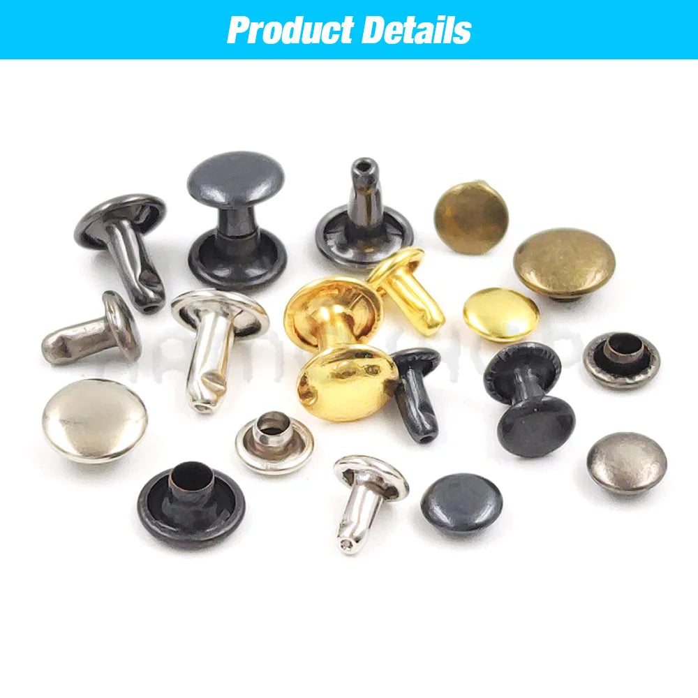 100sets 6-8mm Metal Double Cap Round Rivets Studs Collision Nail Spike