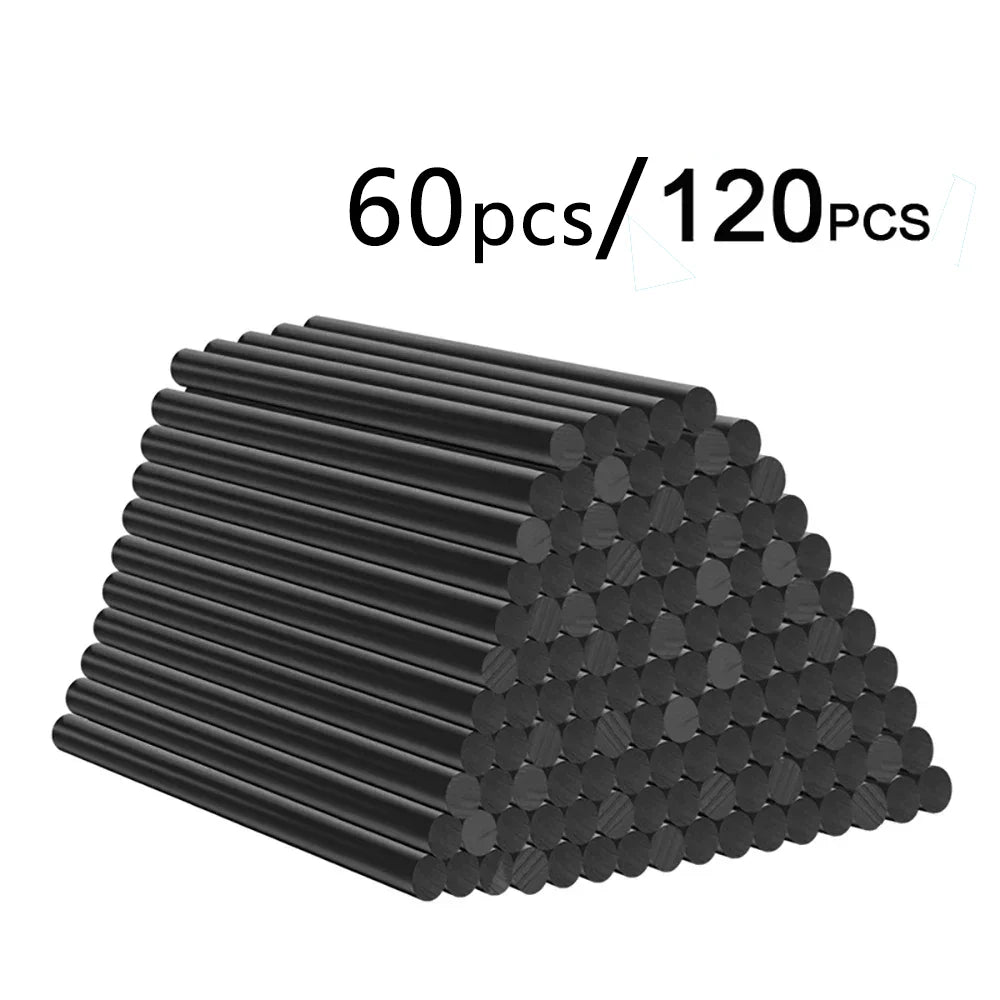 T TOVIA 60pcs/120pcs Black Hot Melt Glue Sticks for Hot Melt Glue Gun