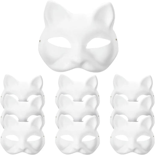 1-20pcs Japanese Mask Paper Blank Mask Halloween Cosplay Cat DIY