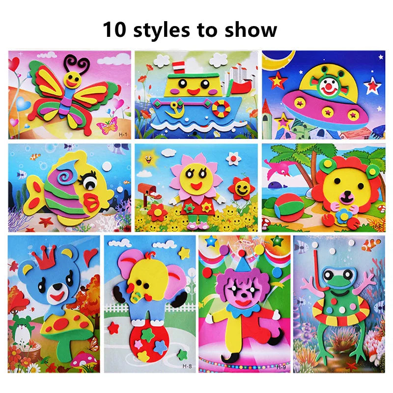 5Pcs/10Pcs/Lot Kids DIY 3D EVA Foam Sticker Cartoon Animal
