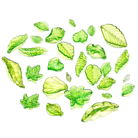 10-100pcs Green Acrylic Leaf Charms Leaves Beads Pendants For Diy