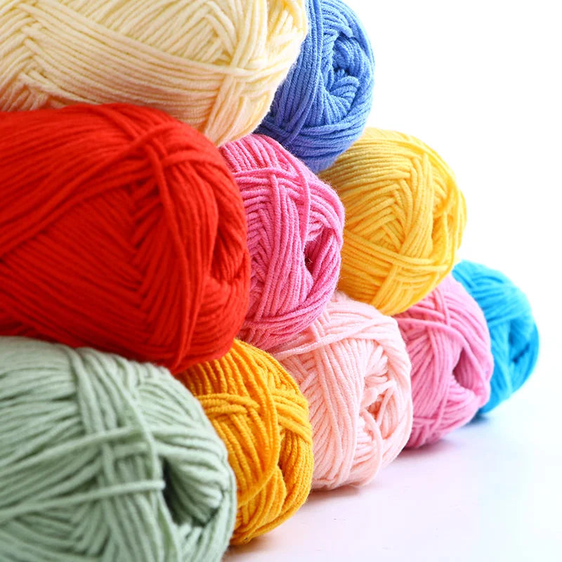 40-50g/Set 4ply Milk Cotton Knitting Yarn Needlework Dyed Lanas For
