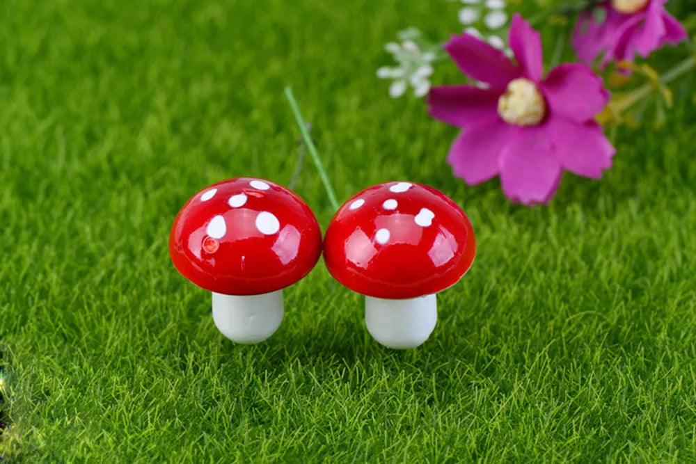 50Pcs Mini Red Coloful Mushroom Garden Dotted Small Potted DIY Toy