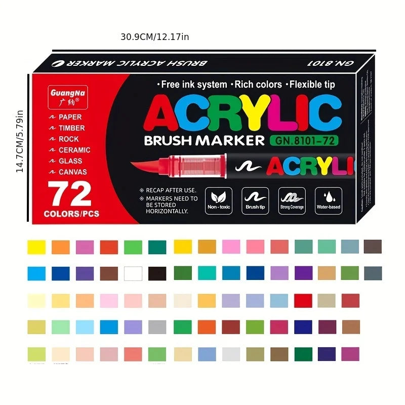 12-120 Colors Acrylic Paint Pens Markers Brush Tip Paint Markers for