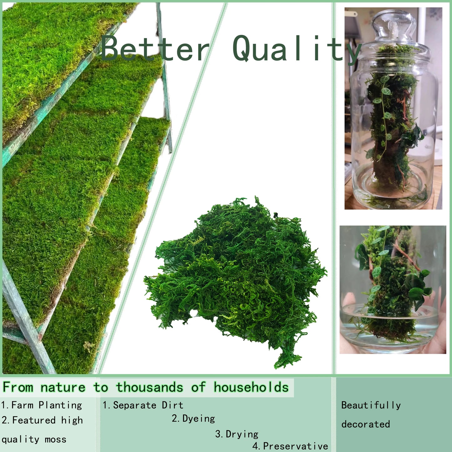 Artificial Moss Green for Potted Plant Orchid Potting Mix Peat Moss