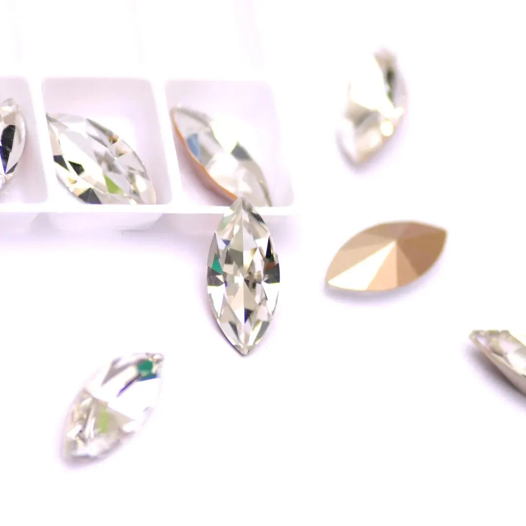 50pcs Crystal Glass Navette Fancy Stones Mix Color with Setting