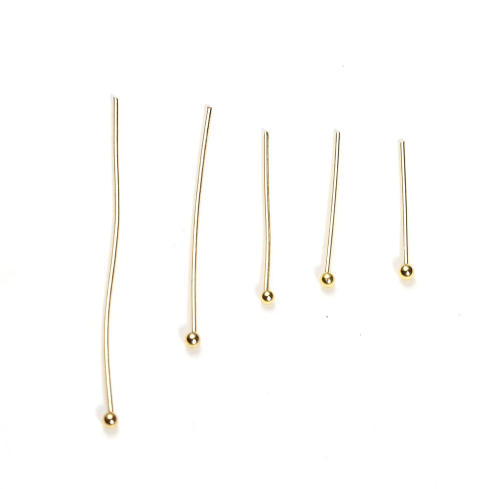 50Pcs 0.6mm Stainless Steel Water Gold Plated Head Pins DIY Earrings