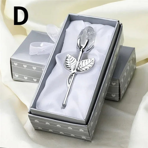 6 Colors Crystal Glass Rose Flower Figurines Craft Valentine's Day
