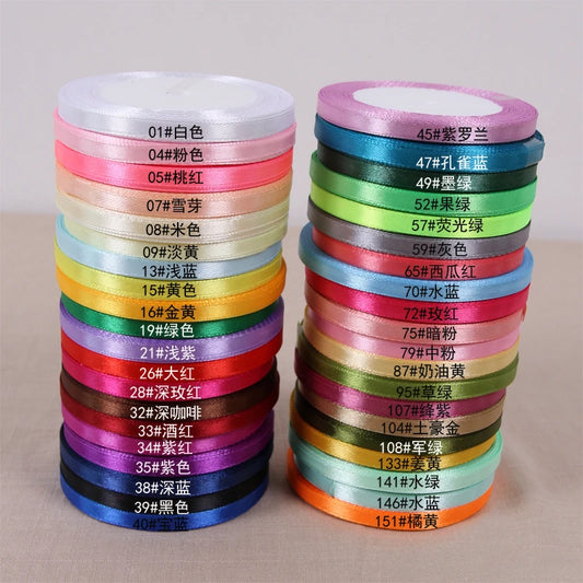 25yards/roll 6mm Satin Ribbon DIY Handmade Crafts Fabric Christmas
