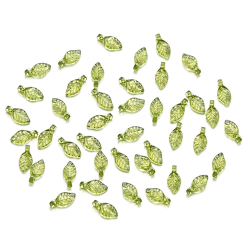 10-100pcs Green Acrylic Leaf Charms Leaves Beads Pendants For Diy