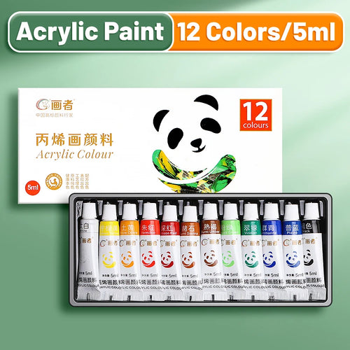 Acrylic Paint Set 12/18/24 Colors 5ml/0.17oz,Water-Proof Portable Art