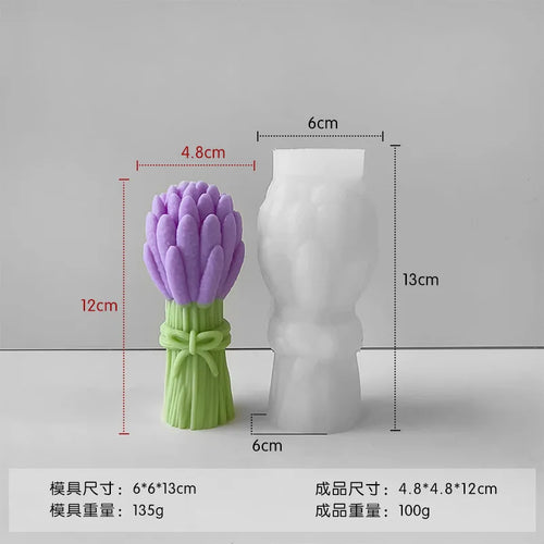 3D Tulip Bouquet Silicone Candle Molds Handmade Lavender Flower Soap