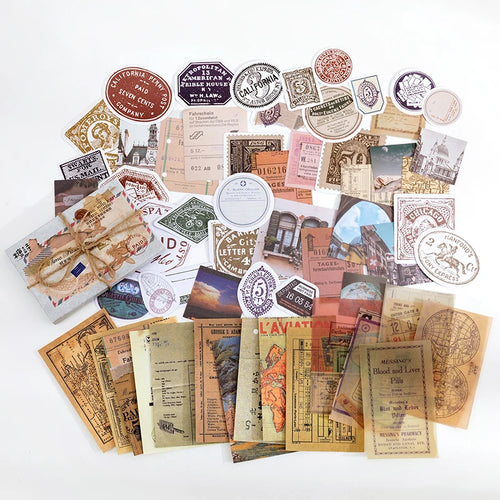 Yoofun 60pcs/pack Multi-Material Sticker Pack Vintage Mushroom Plants