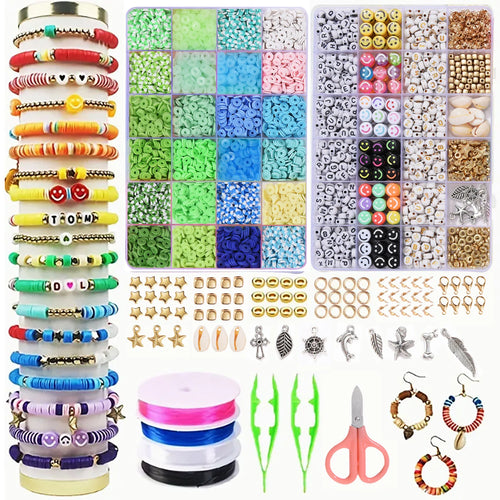 Polymer Clay Beads Set 6MM Rainbow Color Flat Chip Beads For Boho