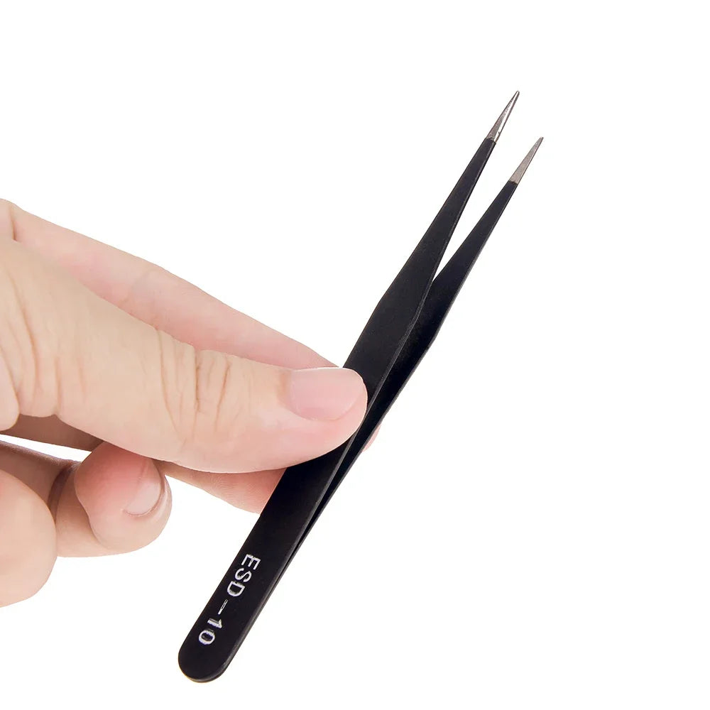 2/6pcs Precision Tweezers Set ESD Anti-Static Stainless Steel Tweezers