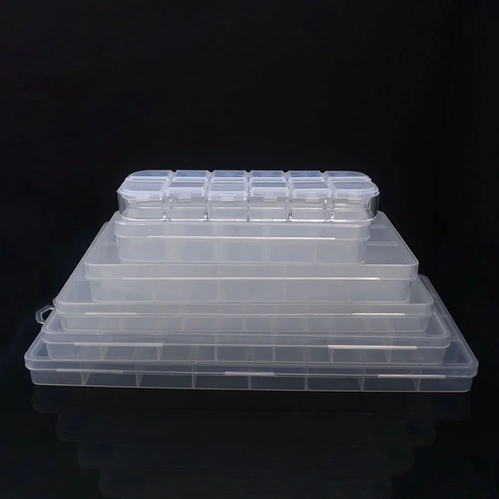 6-32 Compartments Plastic Storage Box Organizer Jewelry Container with