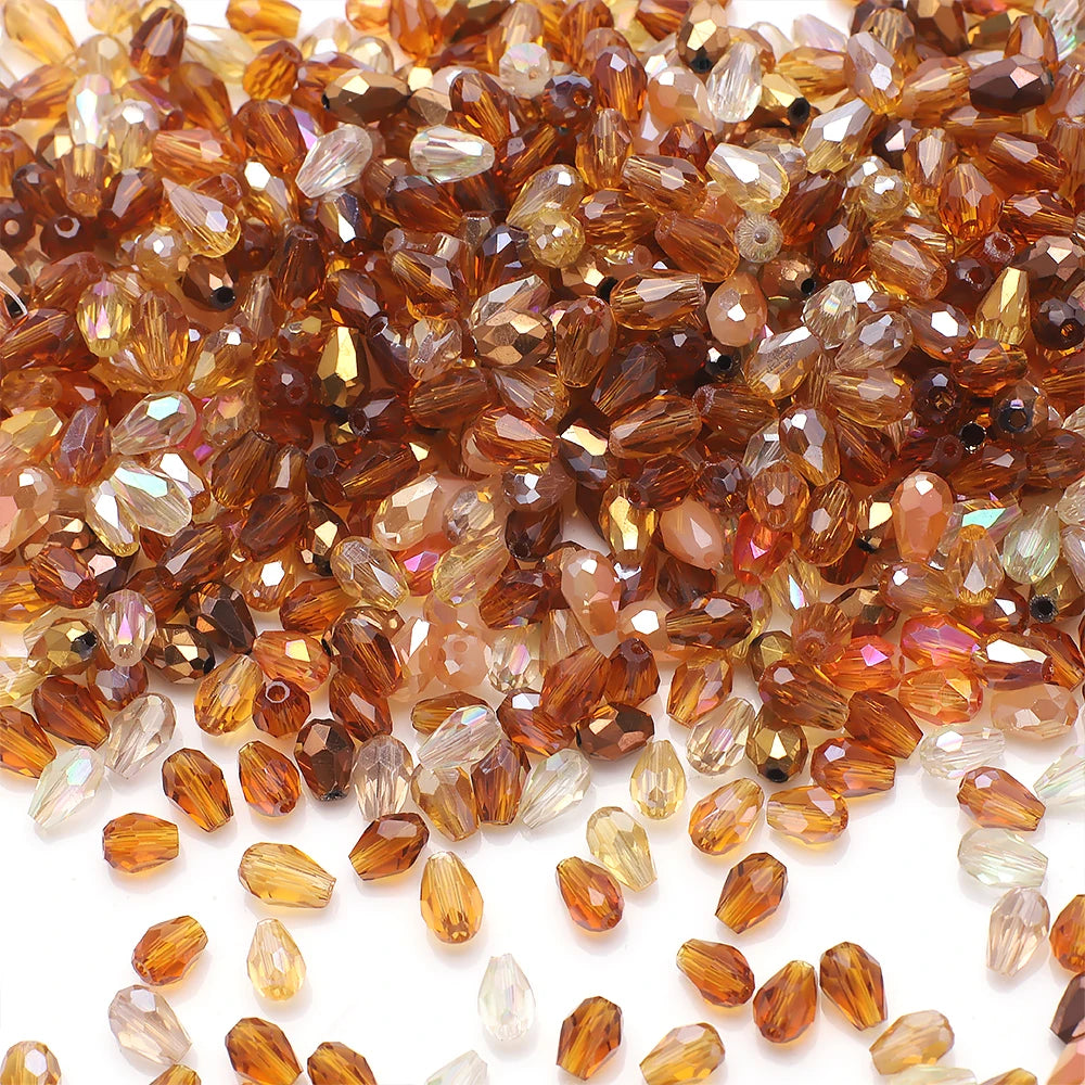 100Pcs/Lot 4x6mm AB Mixed Color Tear Drop Faceted Crystal Glass Beads