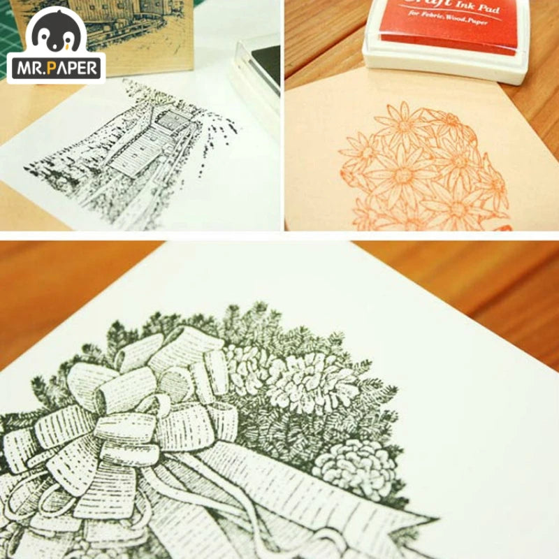Mr Paper 15 Colors Inkpad Handmade DIY Craft Oil Based Ink Pad for